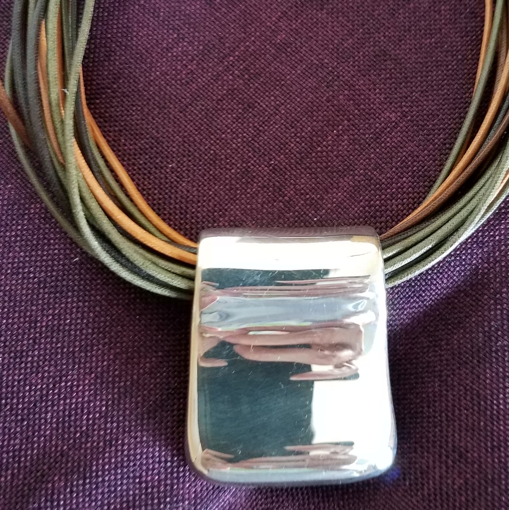 Sterling Slide Pendant with Leather Necklace